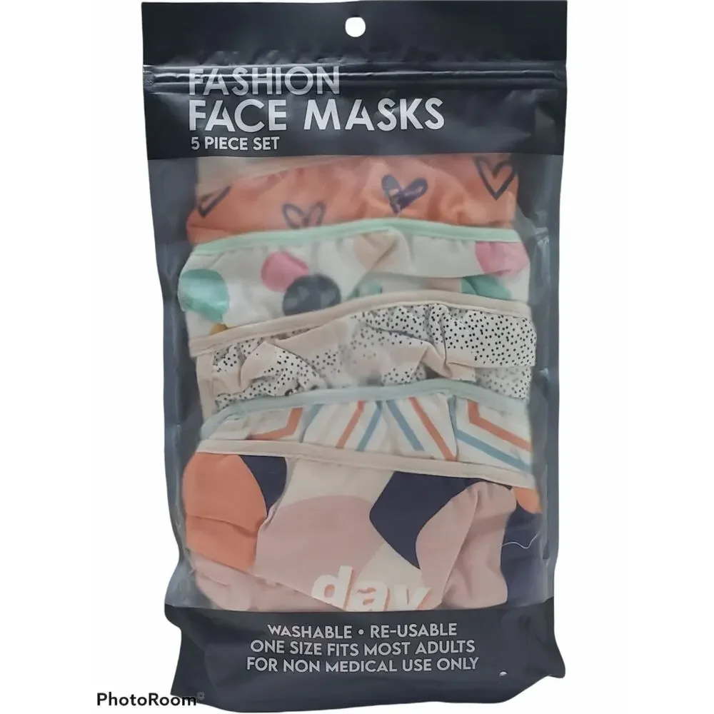 Positive Vibes Sayings Fashion Cloth Face Masks 5 Pack